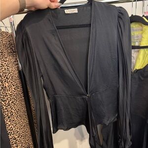 Yves Saint Laurent Black silk Draped Top